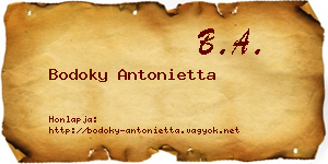 Bodoky Antonietta névjegykártya